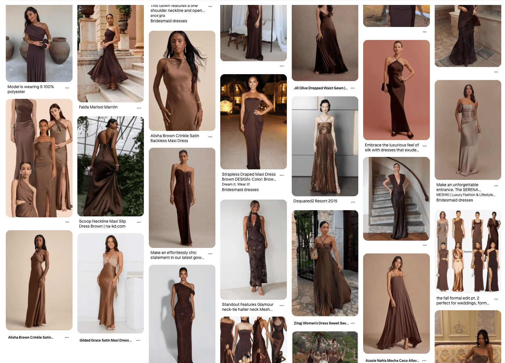 Bridesmaid dress inspiration - shades of brown